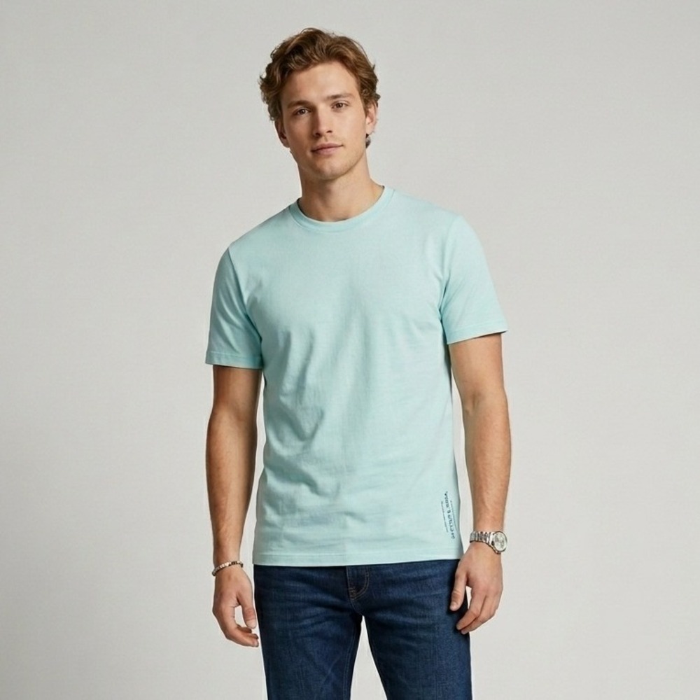 Scotch & Soda Mens Everyday Holiday Light Blue Short Sleeve Cotton T-Shirt L